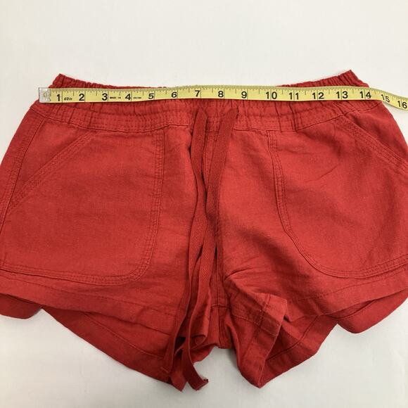 Altar'd State Women’s Linen Rayon Drawstring 3” Paper Bag Shorts Size M Red - Picture 8 of 9